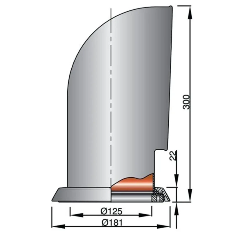 VETUS Manche à Air Inox ø 125 Mm – Image 3
